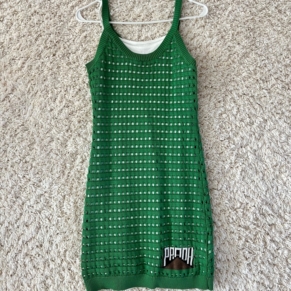 Prada Green Knit dress with white slip